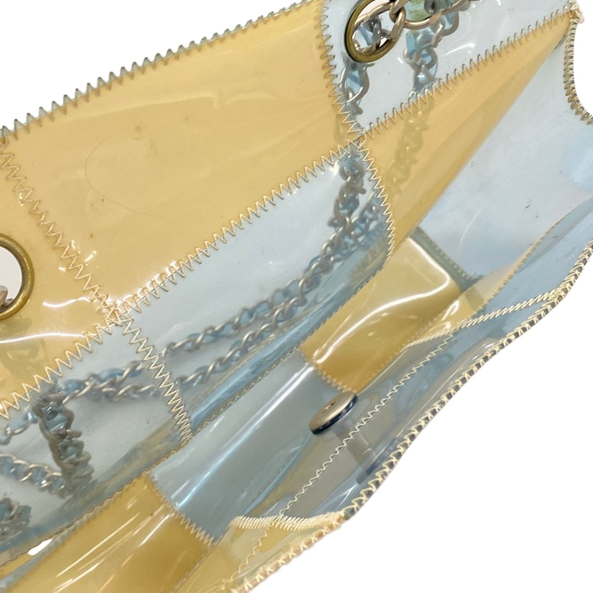 Chanel Shoulder Bag Choedge Coat Clear Beige Light Blue Chain Silver — view 7