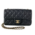 Chanel Shoulder Bag Mini Quilted Black Ball Chain Gold Metal Lambskin