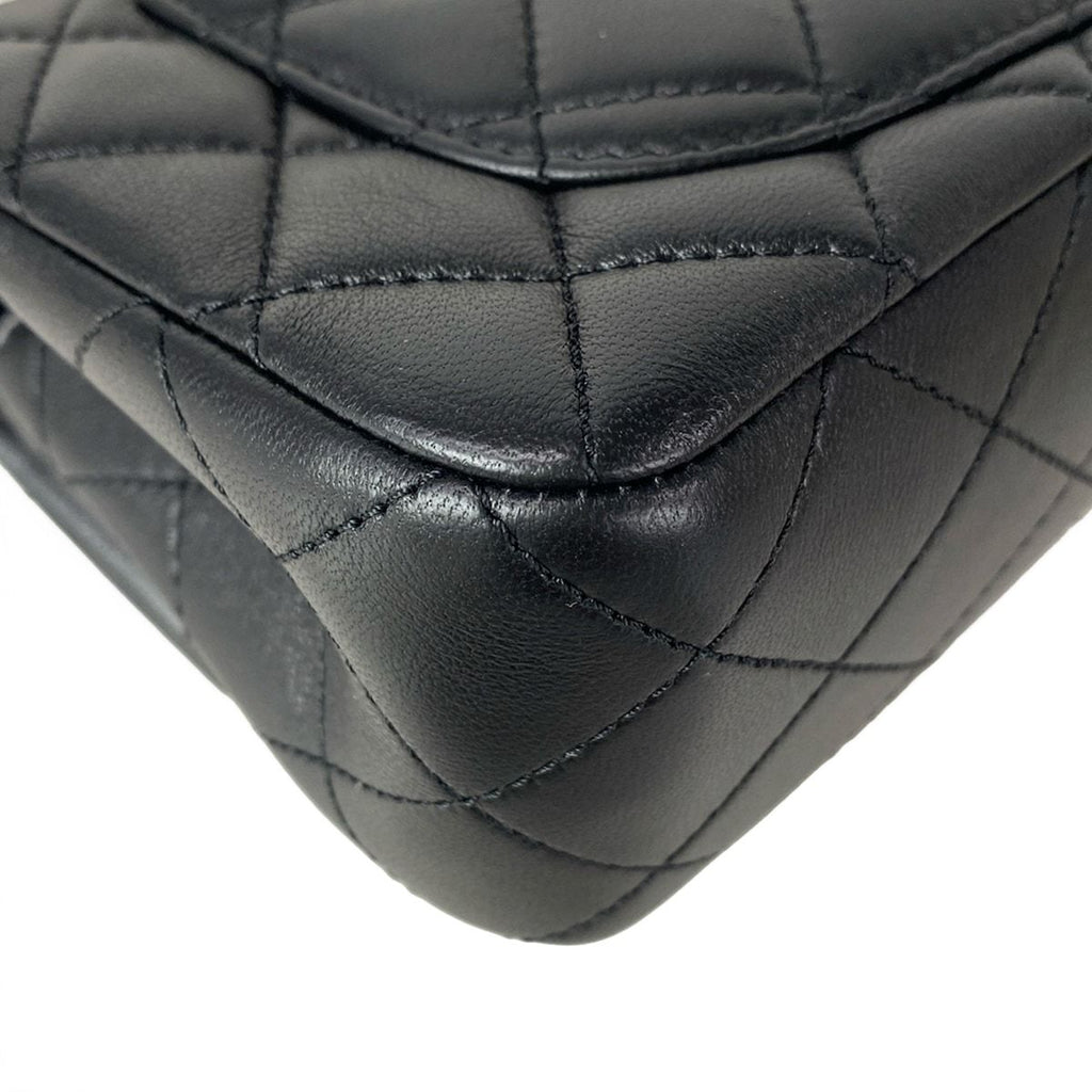 Chanel Shoulder Bag Mini Quilted Black Ball Chain Gold Metal Lambskin — view 8
