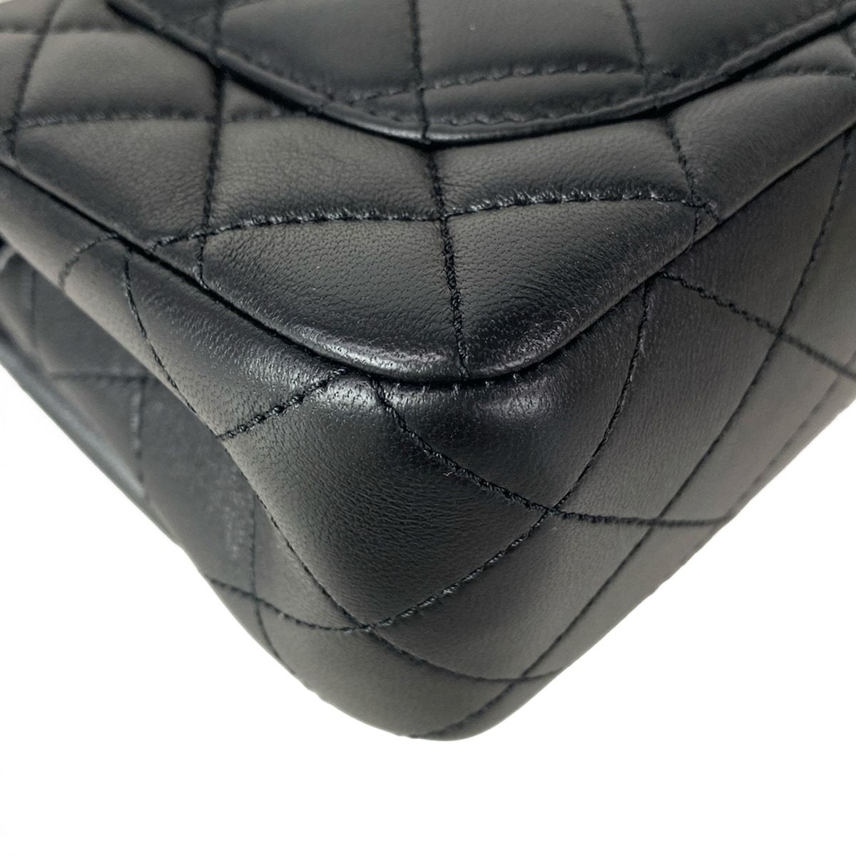 Chanel Shoulder Bag Mini Quilted Black Ball Chain Gold Metal Lambskin — view 8