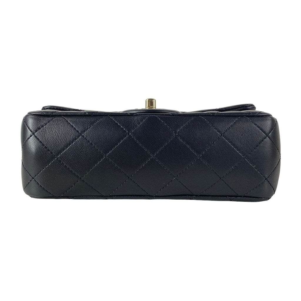Chanel Shoulder Bag Mini Quilted Black Ball Chain Gold Metal Lambskin — view 5