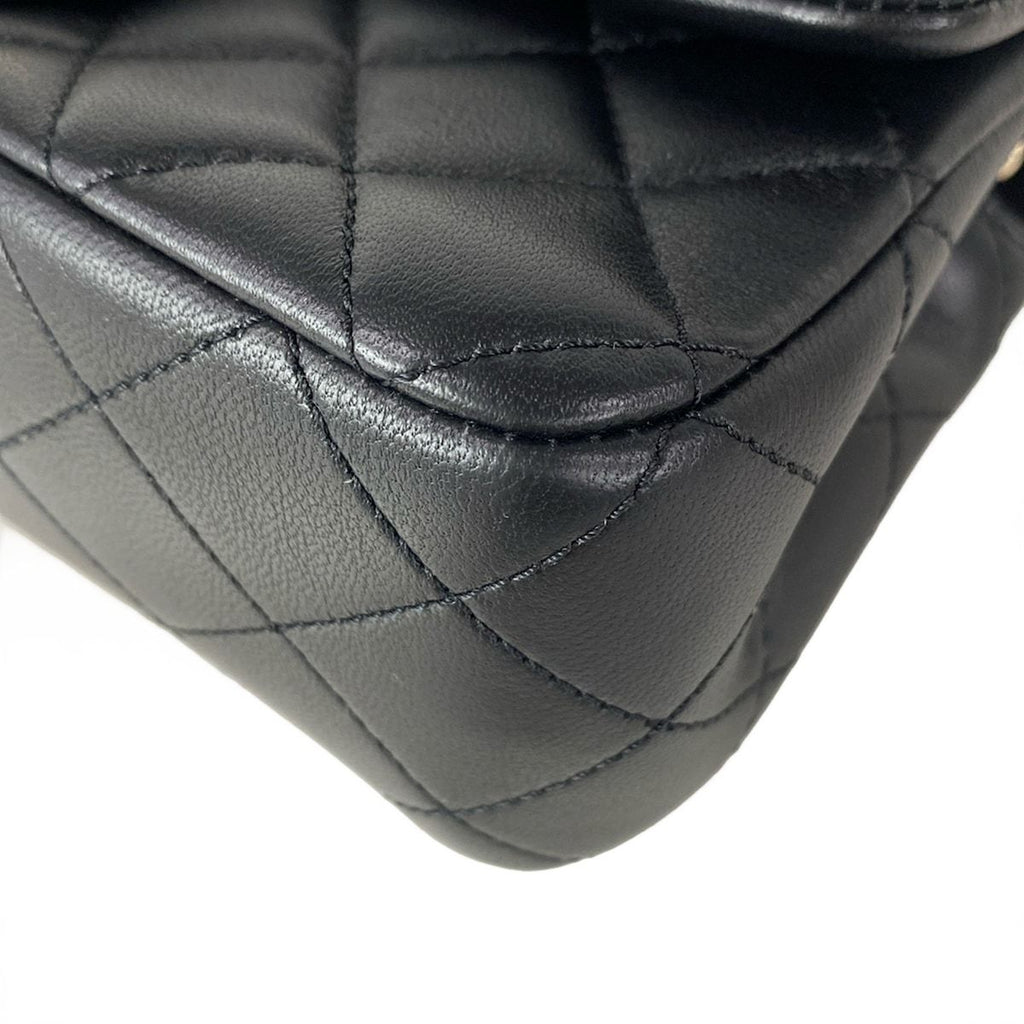 Chanel Shoulder Bag Mini Quilted Black Ball Chain Gold Metal Lambskin — view 7
