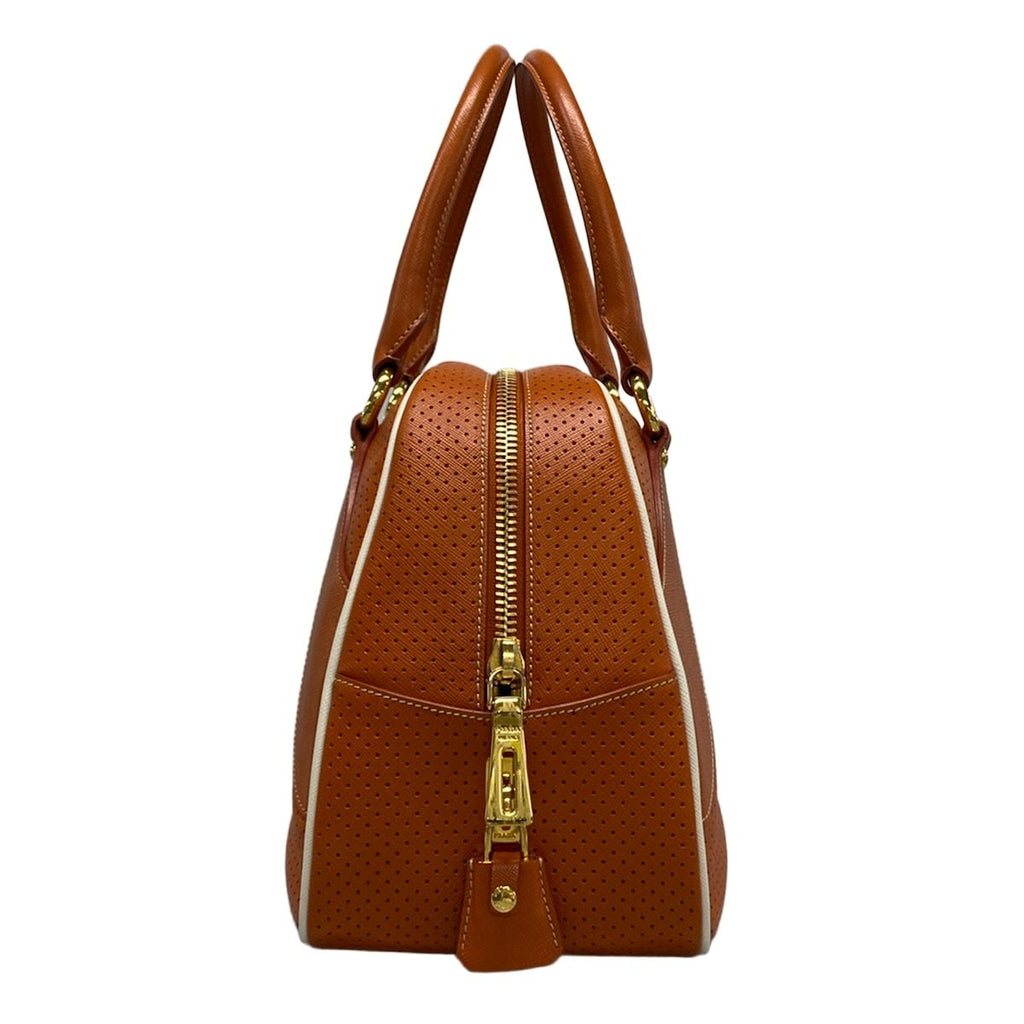 Prada Handbag Orange Perforated Leather — view 2