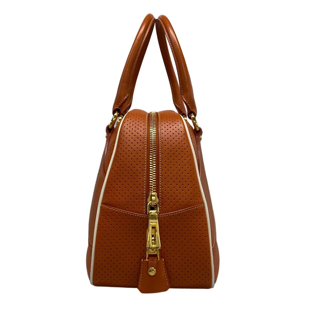 Prada Handbag Orange Perforated Leather — view 2