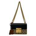 Gucci Shoulder Bag Padlock Small Tian Black Dark Brown Multi Chain Leather