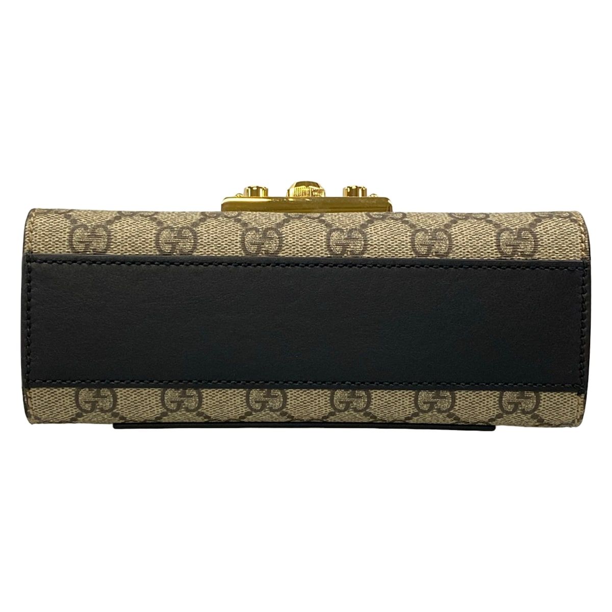 Gucci Shoulder Bag Padlock Small Tian Black Dark Brown Multi Chain Leather — view 5