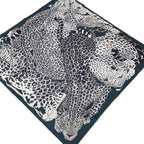 Hermes Scarf Carre 90 Black Lazy Leopar Desses Leopard Print