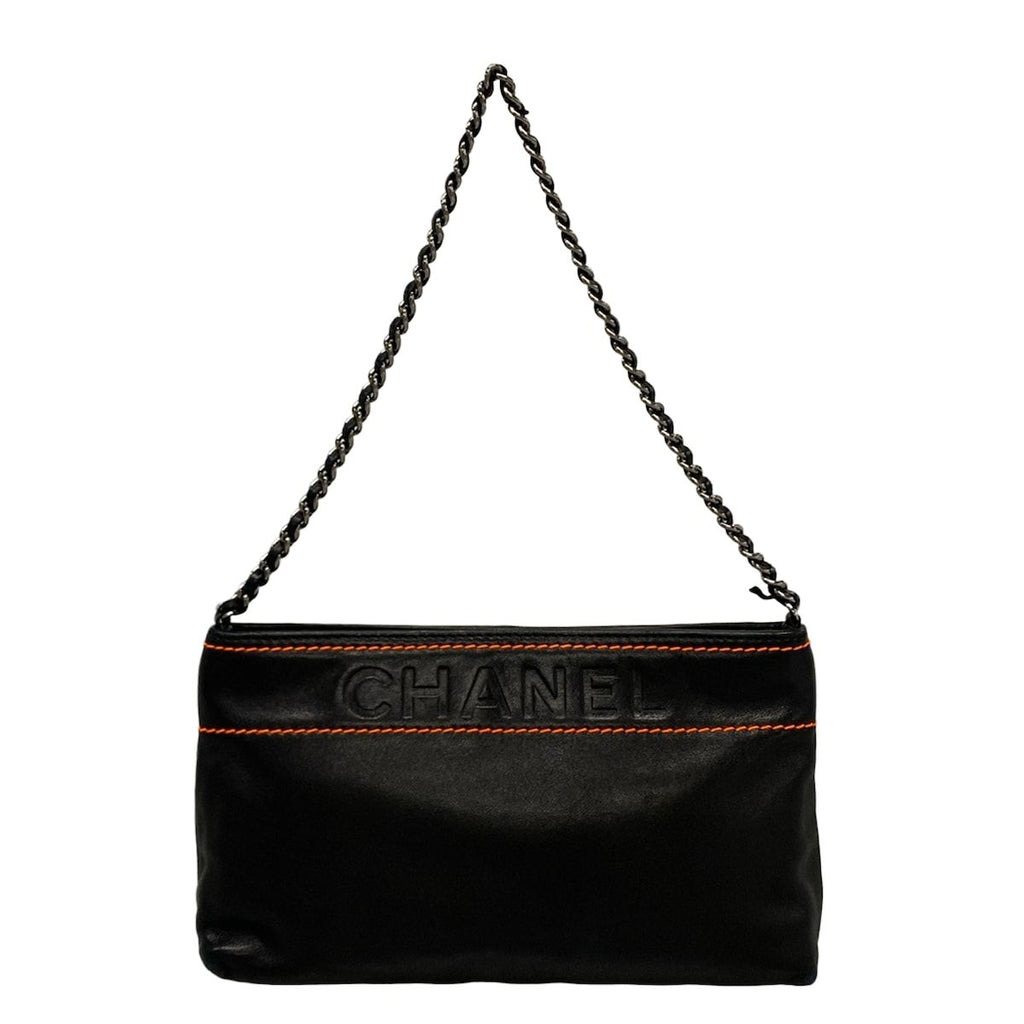 Chanel Handbag Black Silver Chain Handle Lambskin