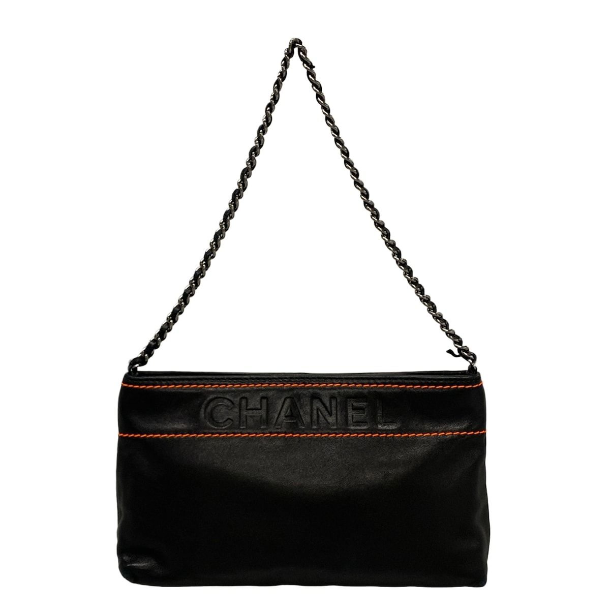 Chanel Handbag Black Silver Chain Handle Lambskin