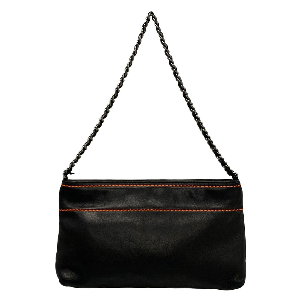 Chanel Handbag Black Silver Chain Handle Lambskin — view 3
