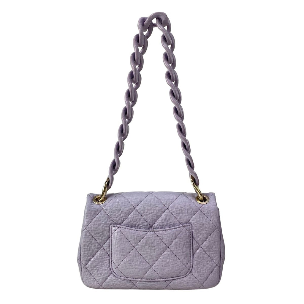 Chanel Shoulder Bag Mini Quilted Purple Metal Big Chain — view 3