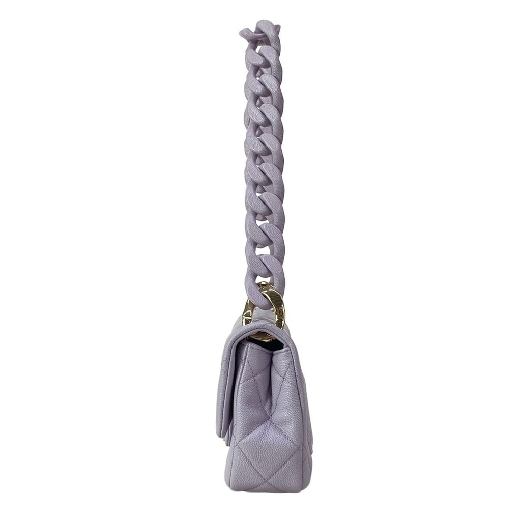 Chanel Shoulder Bag Mini Quilted Purple Metal Big Chain — view 4