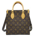 Louis Vuitton LV Sac Plat BB Monogram 2-Way Shoulder Bag Handbag Brown Vintage