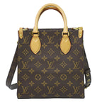 Louis Vuitton LV Sac Plat BB Monogram 2-Way Shoulder Bag Handbag Brown Vintage