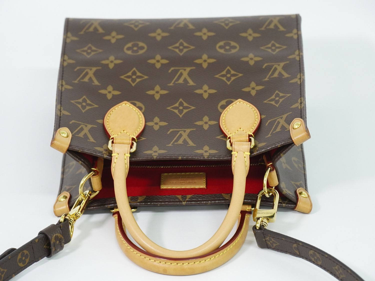 Louis Vuitton LV Sac Plat BB Monogram 2-Way Shoulder Bag Handbag Brown Vintage — view 5
