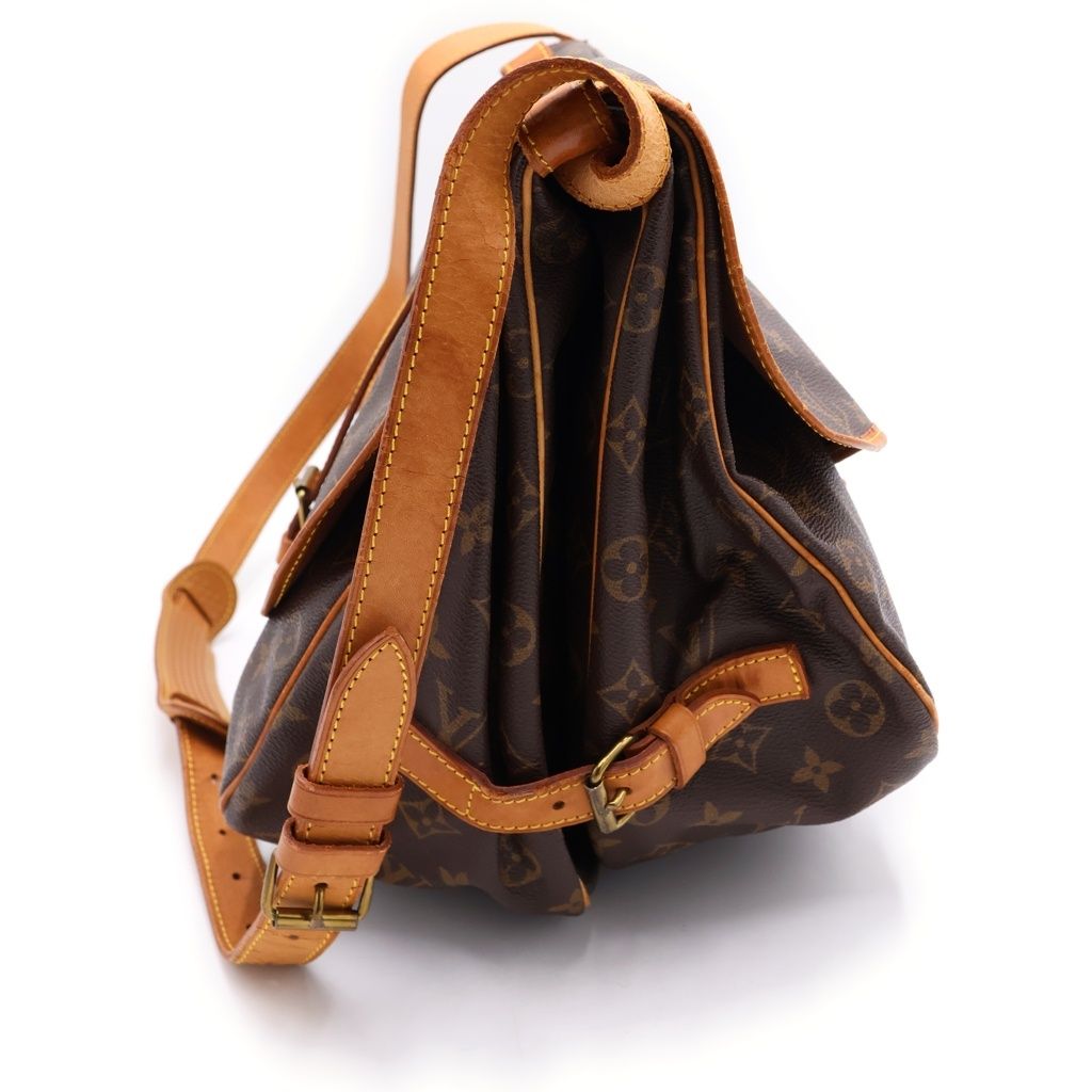 Louis Vuitton Monogram Saumur 35 Shoulder Bag Brown Leather Gold — view 3