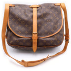 Louis Vuitton Monogram Saumur 35 Shoulder Bag Brown Leather Gold — view 2