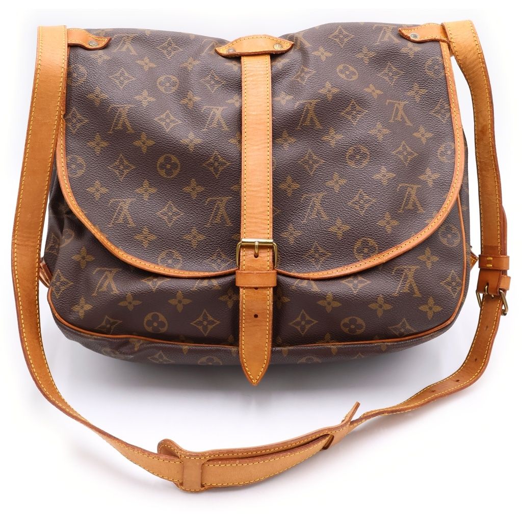 Louis Vuitton Monogram Saumur 35 Shoulder Bag Brown Leather Gold — view 2