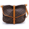 Louis Vuitton Monogram Saumur 35 Shoulder Bag Brown Leather Gold