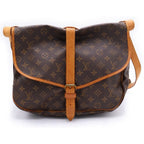 Louis Vuitton Monogram Saumur 35 Shoulder Bag Brown Leather Gold