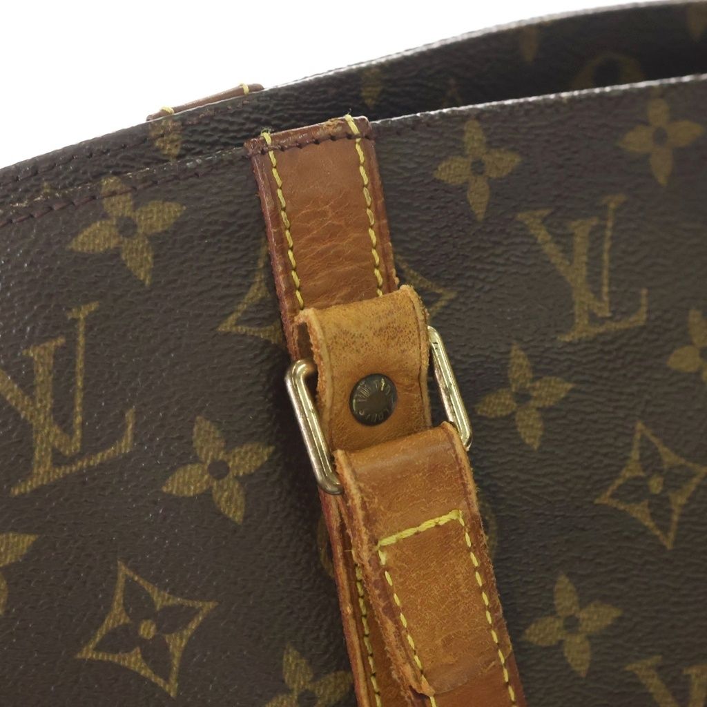 Louis Vuitton Monogram Sac Shopping Tote Handbag Brown Leather Gold — view 8