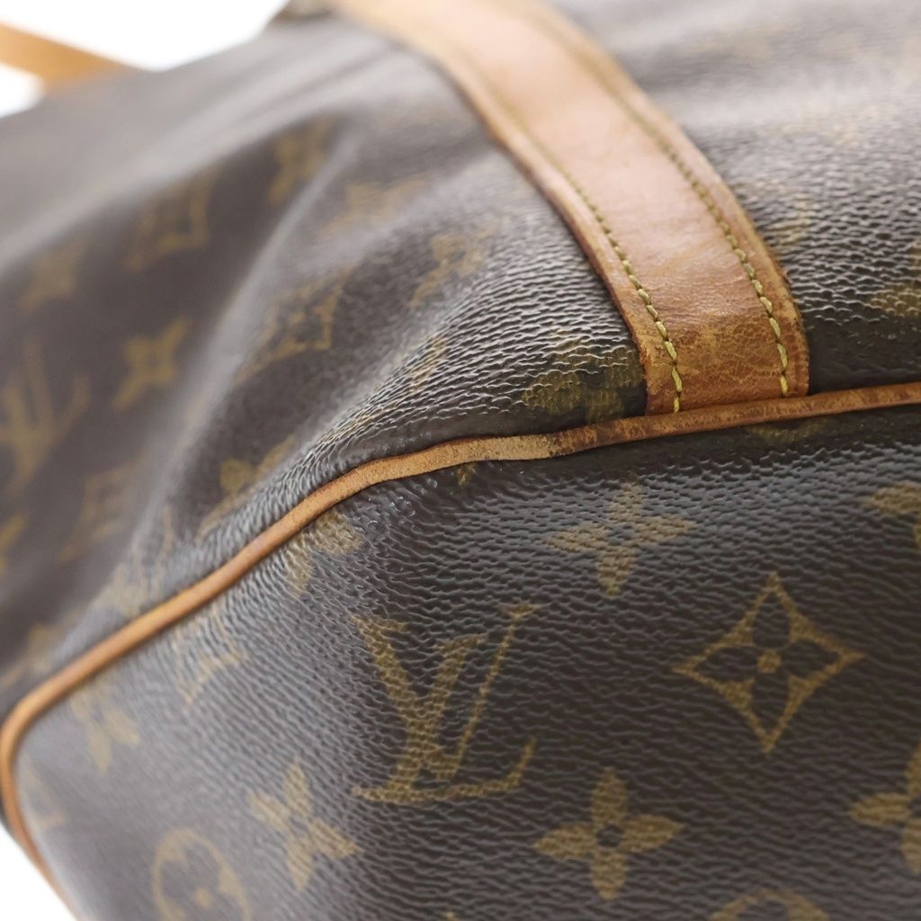 Louis Vuitton Monogram Sac Shopping Tote Handbag Brown Leather Gold — view 5