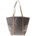 Louis Vuitton Monogram Sac Shopping Tote Handbag Brown Leather Gold