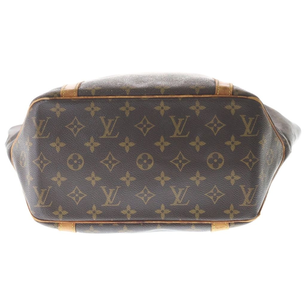 Louis Vuitton Monogram Sac Shopping Tote Handbag Brown Leather Gold — view 4