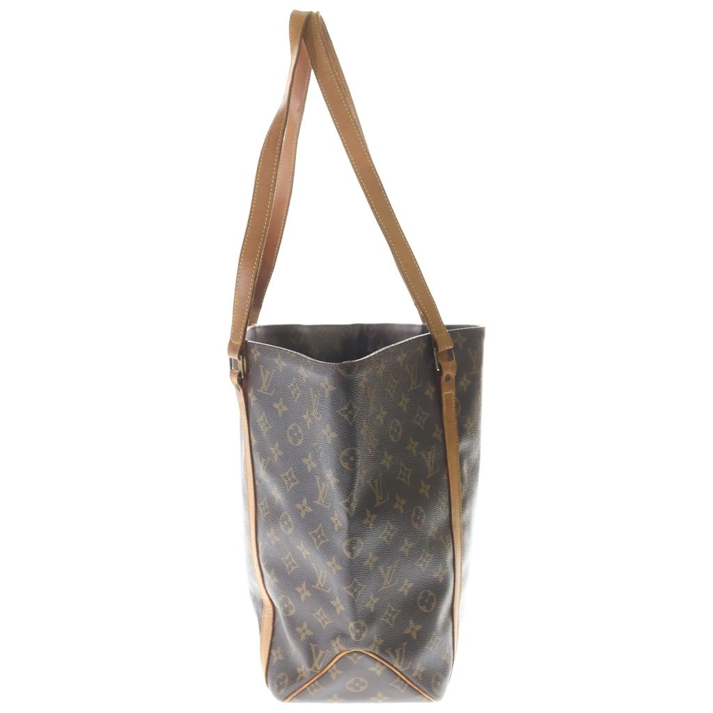 Louis Vuitton Monogram Sac Shopping Tote Handbag Brown Leather Gold — view 3