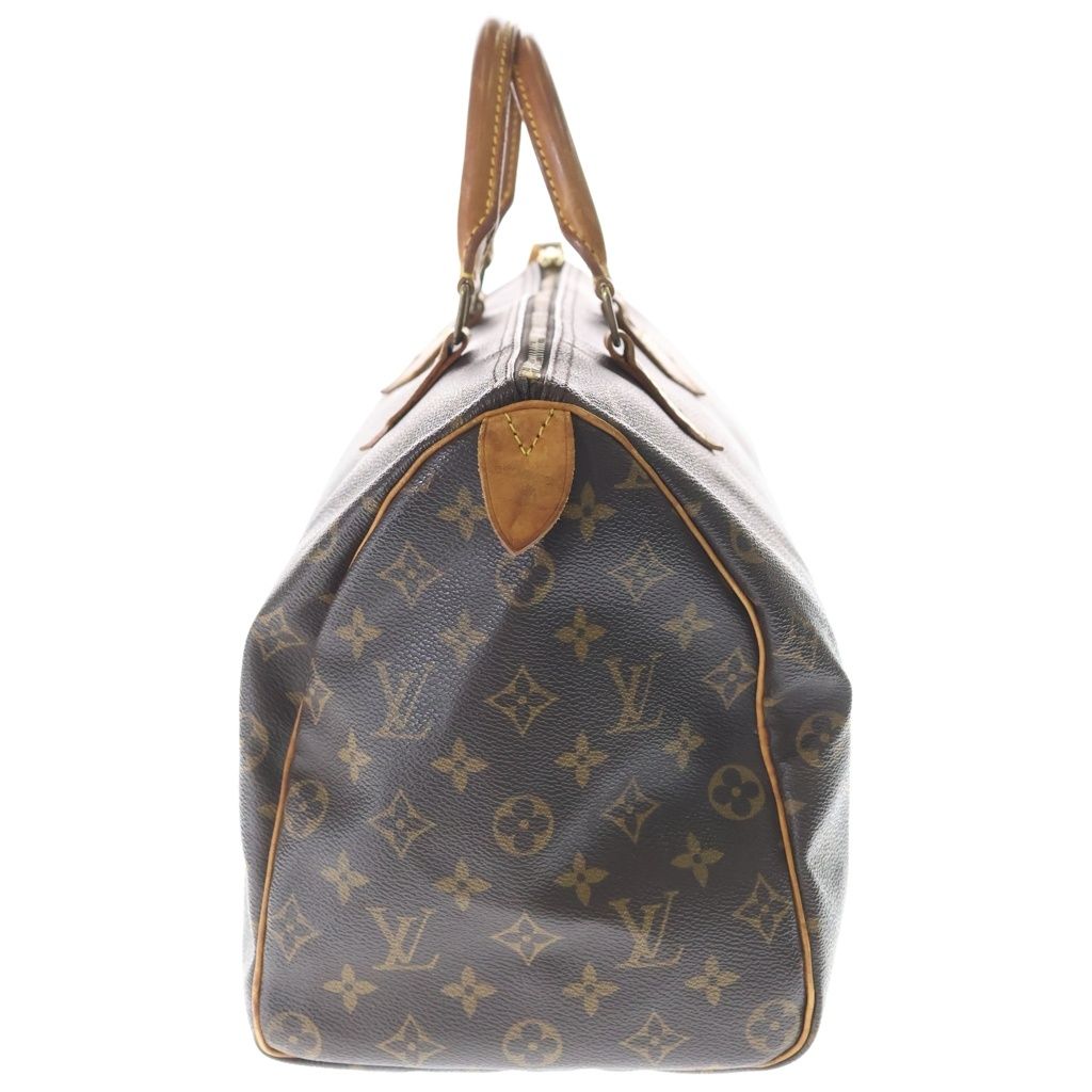 Louis Vuitton Monogram Speedy 35 Handbag Boston Bag Brown Leather Gold — view 3