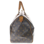 Louis Vuitton Monogram Speedy 35 Handbag Boston Bag Brown Leather Gold — view 3