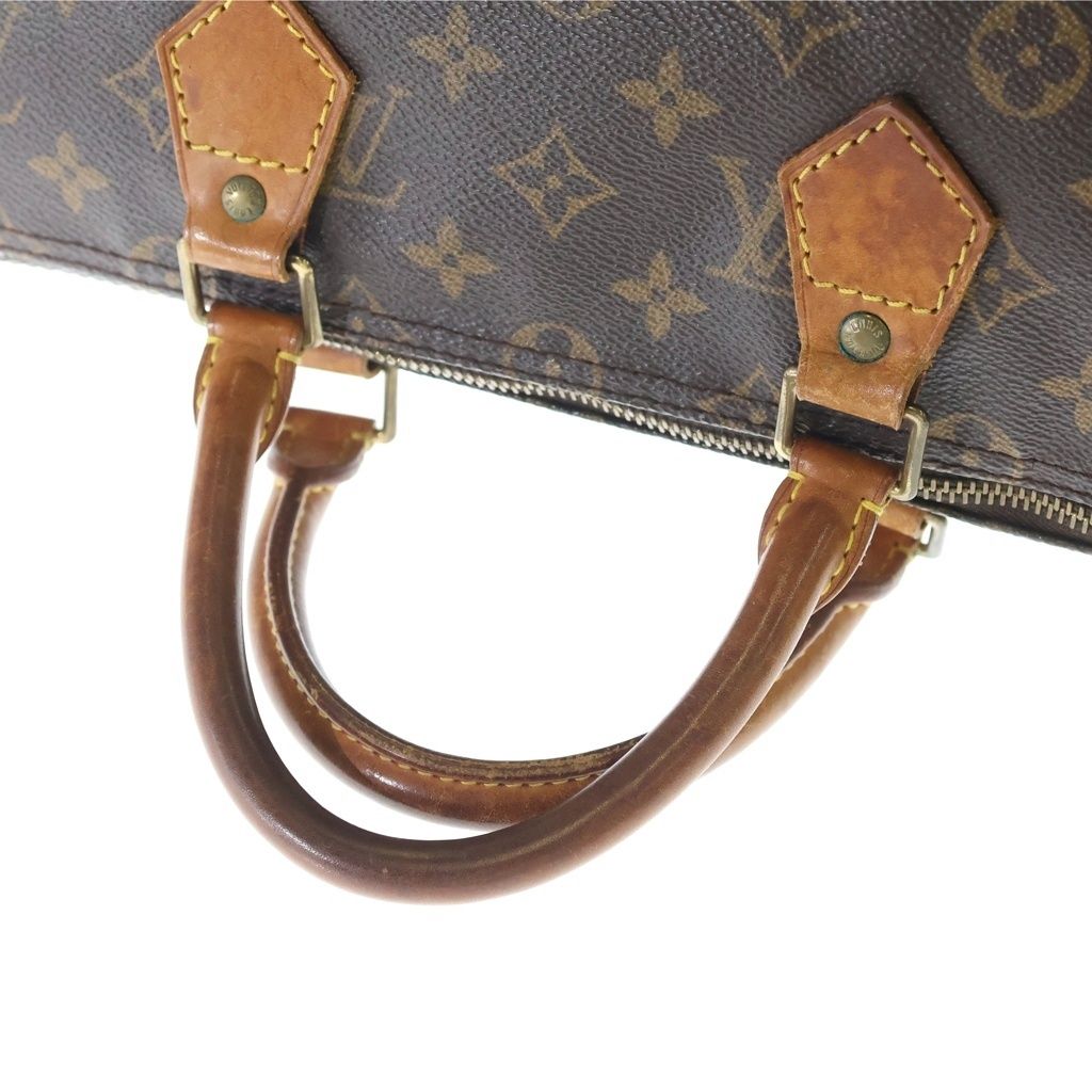 Louis Vuitton Monogram Speedy 35 Handbag Boston Bag Brown Leather Gold — view 7