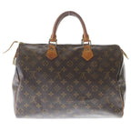 Louis Vuitton Monogram Speedy 35 Handbag Boston Bag Brown Leather Gold — view 2