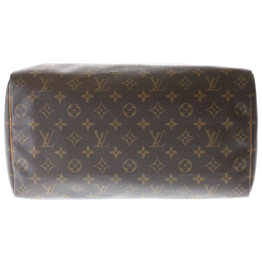 Louis Vuitton Monogram Speedy 35 Handbag Boston Bag Brown Leather Gold — view 4