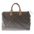Louis Vuitton Monogram Speedy 35 Handbag Boston Bag Brown Leather Gold