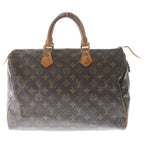 Louis Vuitton Monogram Speedy 35 Handbag Boston Bag Brown Leather Gold