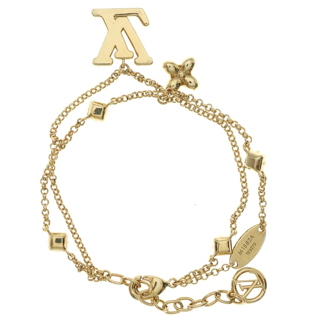 Louis Vuitton LV Logo Charm Gold Keychain — view 2