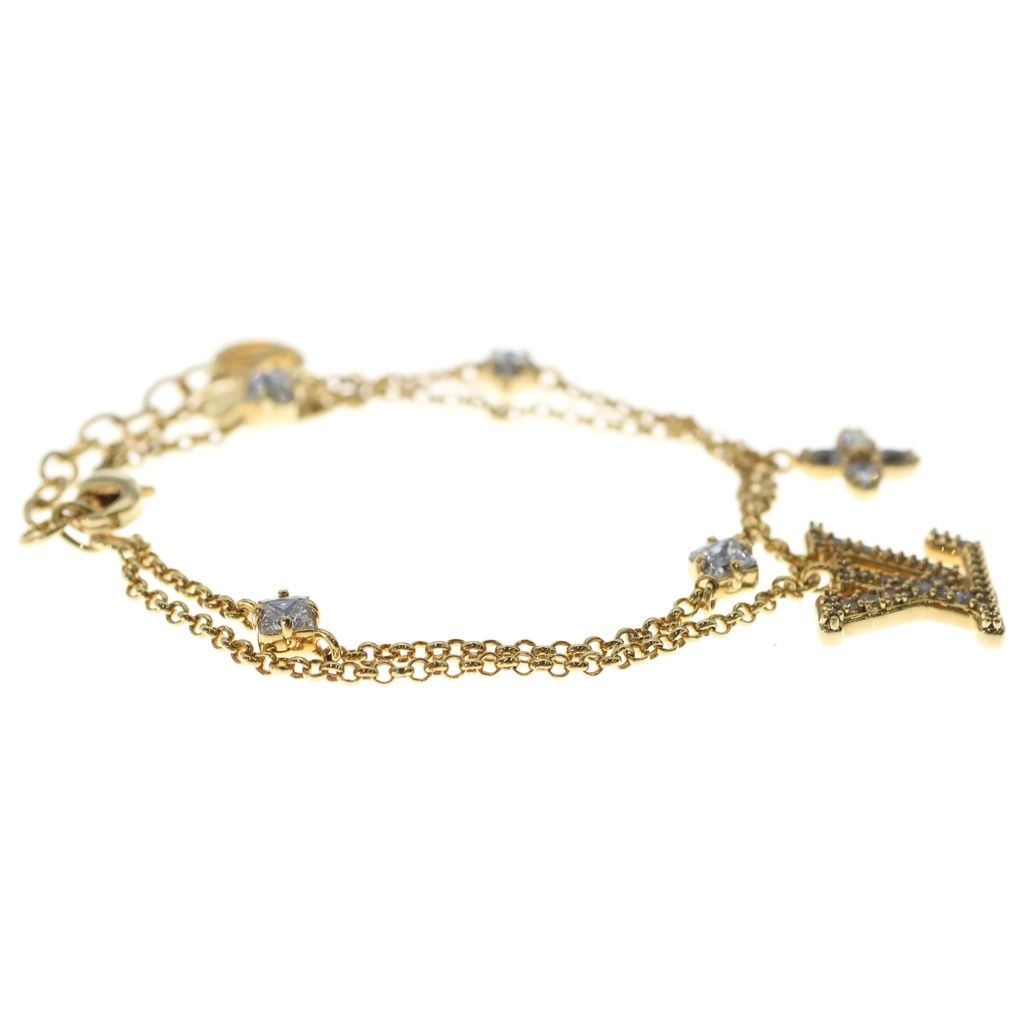 Louis Vuitton LV Logo Charm Gold Keychain — view 3