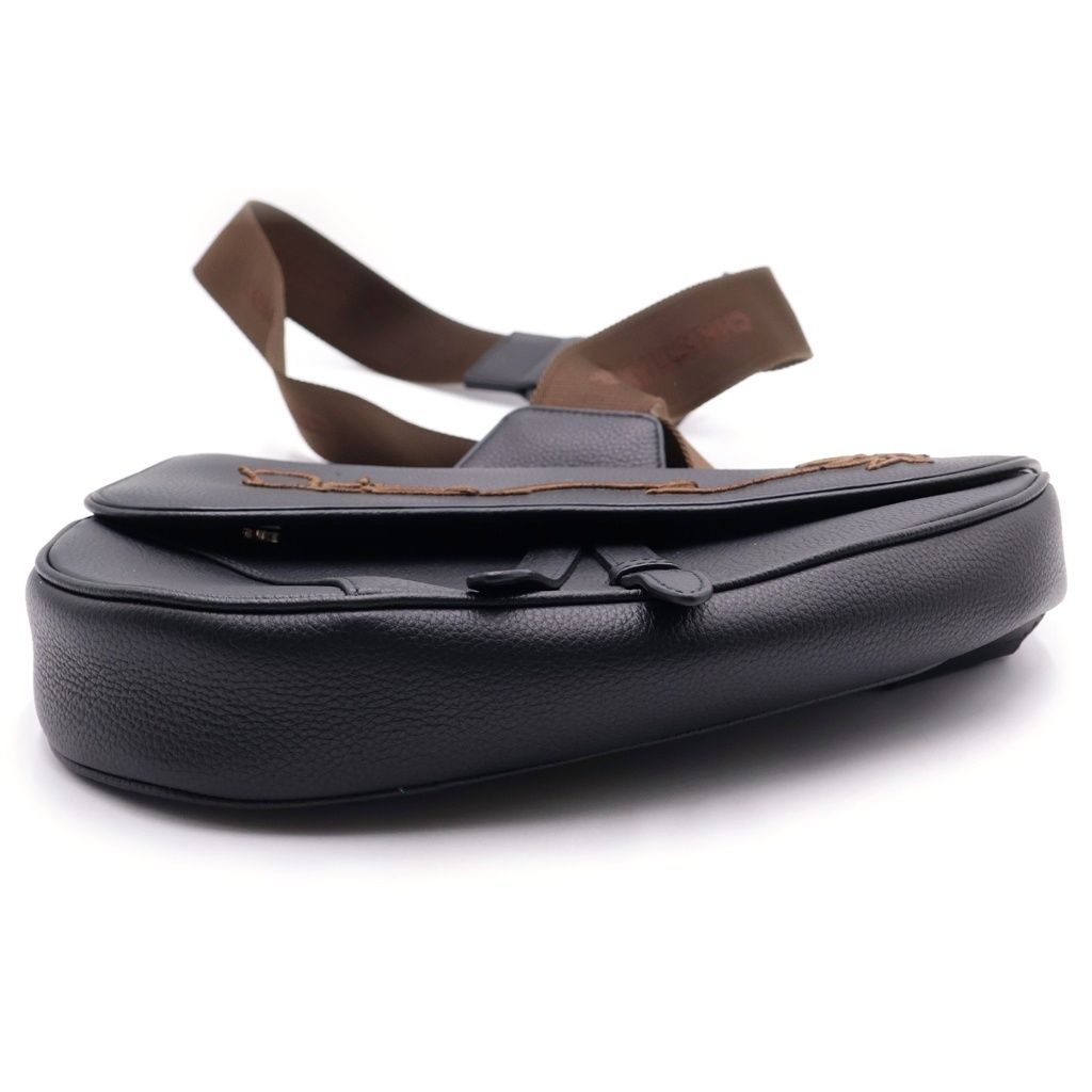 Dior Jack Cactus All Leather Saddle Bag Black Brown — view 4