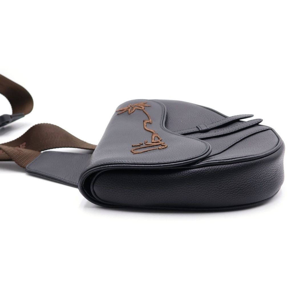 Dior Jack Cactus All Leather Saddle Bag Black Brown — view 3