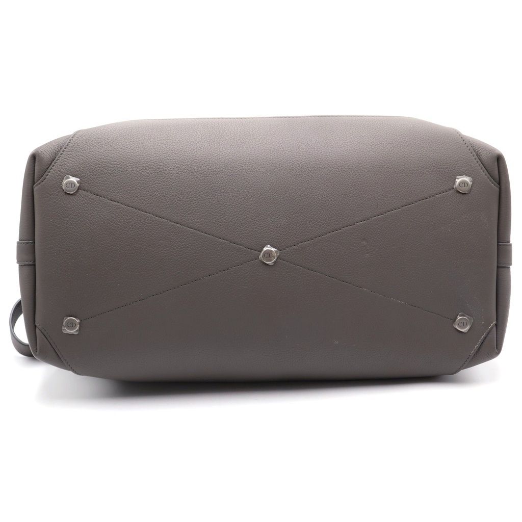Dior Normandie Leather Silver 2-Way Tote Handbag Shoulder Bag Gray — view 4
