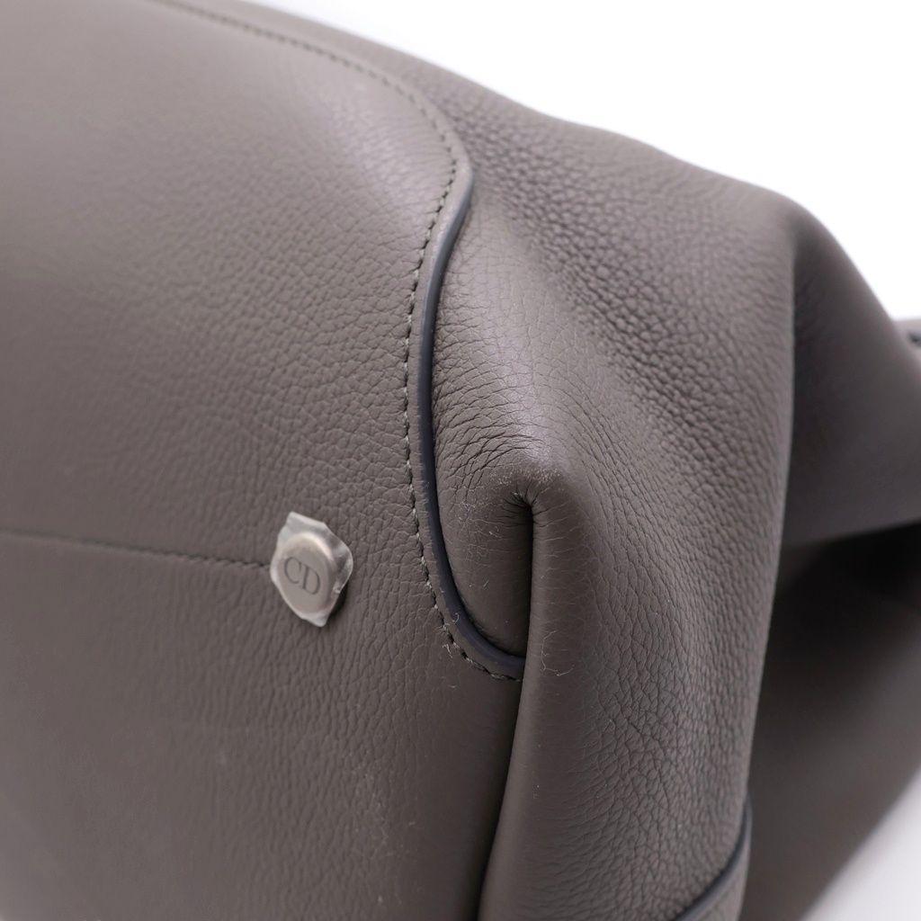 Dior Normandie Leather Silver 2-Way Tote Handbag Shoulder Bag Gray — view 5