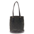 Louis Vuitton Monogram Mini Lin Bucket PM Tote Handbag Brown Leather Gold