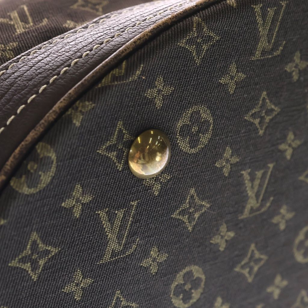 Louis Vuitton Monogram Mini Lin Bucket PM Tote Handbag Brown Leather Gold — view 6