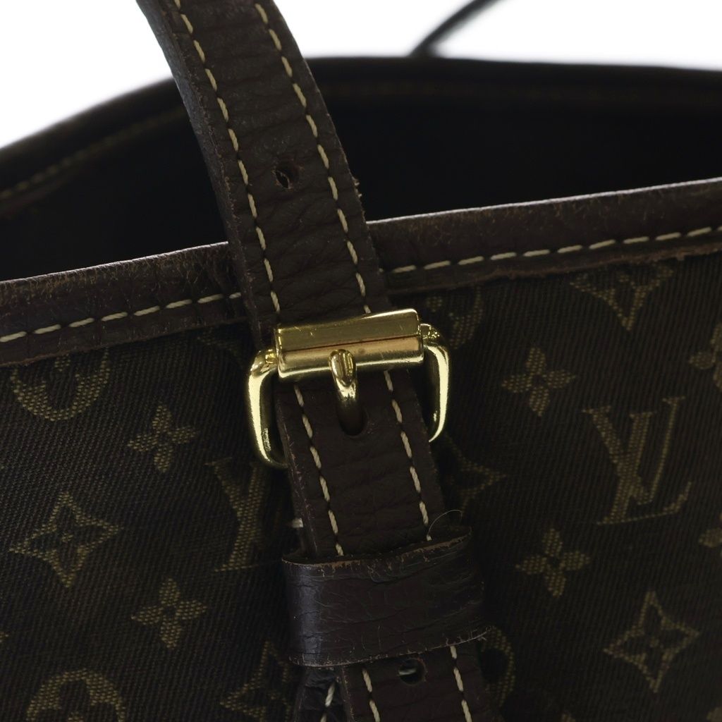 Louis Vuitton Monogram Mini Lin Bucket PM Tote Handbag Brown Leather Gold — view 7