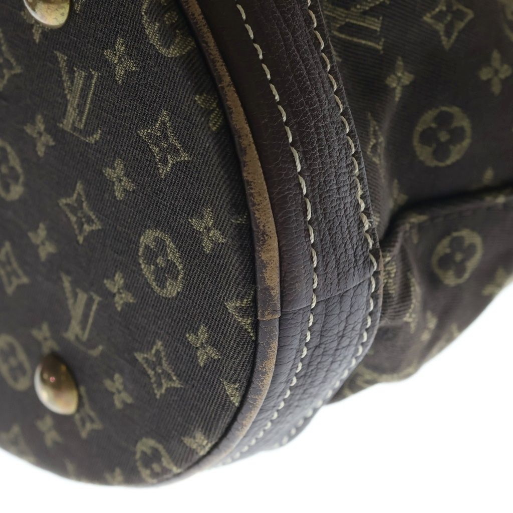 Louis Vuitton Monogram Mini Lin Bucket PM Tote Handbag Brown Leather Gold — view 5