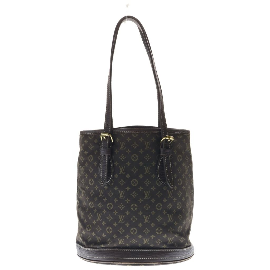 Louis Vuitton Monogram Mini Lin Bucket PM Tote Handbag Brown Leather Gold — view 2