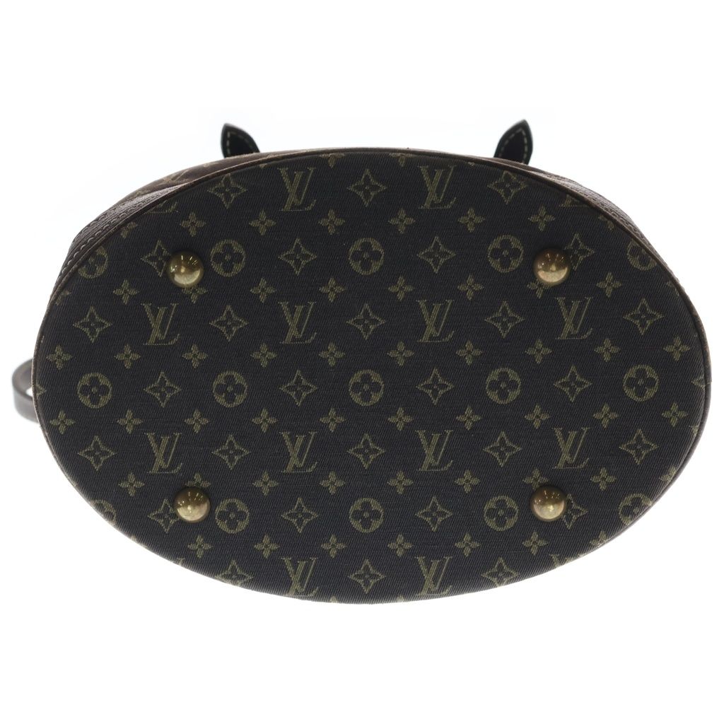 Louis Vuitton Monogram Mini Lin Bucket PM Tote Handbag Brown Leather Gold — view 4