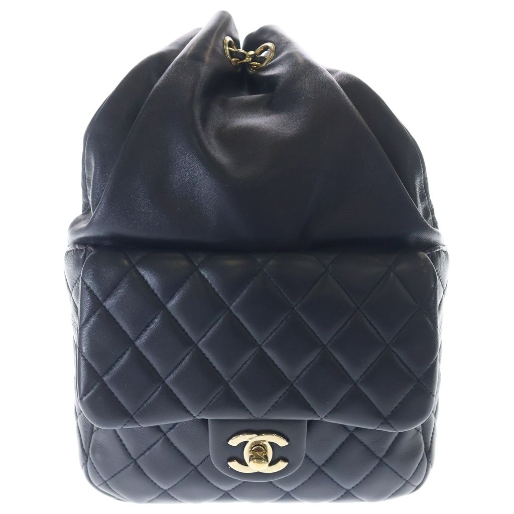 Chanel Quilted Drawstring Backpack Black