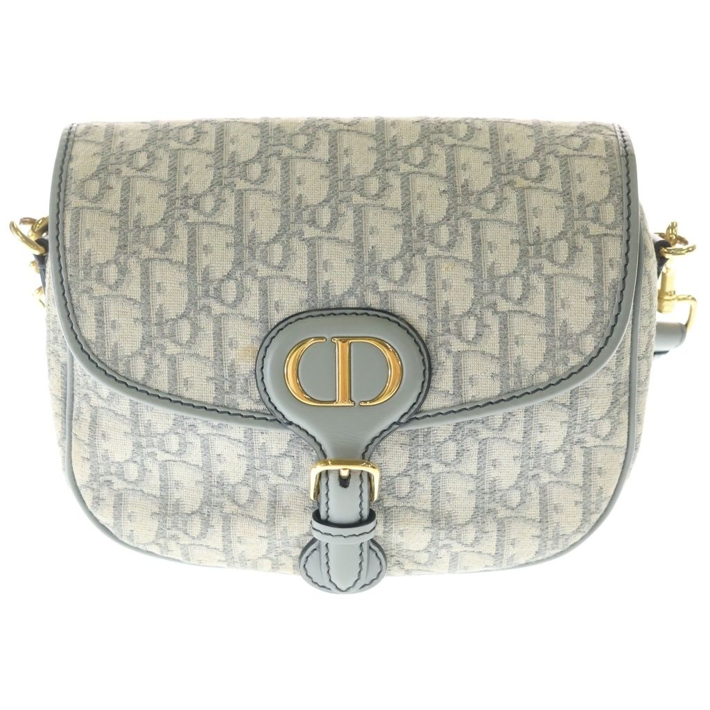 Dior Bobbi Oblique Shoulder Bag Gray Leather Gold